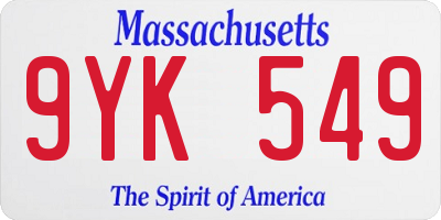 MA license plate 9YK549