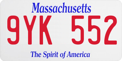 MA license plate 9YK552