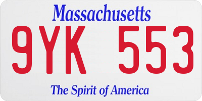 MA license plate 9YK553