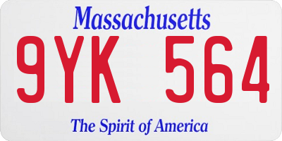 MA license plate 9YK564
