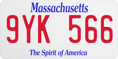 MA license plate 9YK566