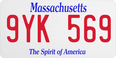 MA license plate 9YK569