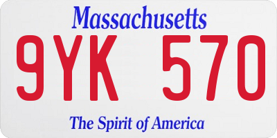 MA license plate 9YK570