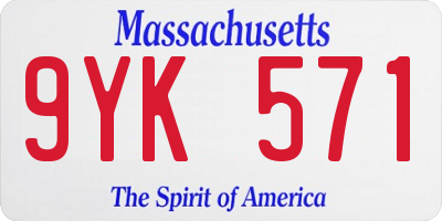 MA license plate 9YK571