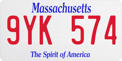 MA license plate 9YK574
