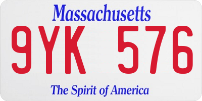 MA license plate 9YK576