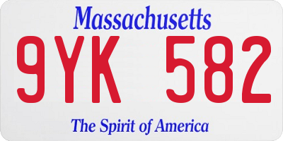 MA license plate 9YK582