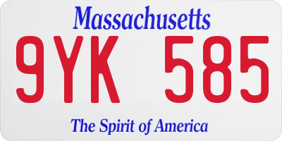 MA license plate 9YK585