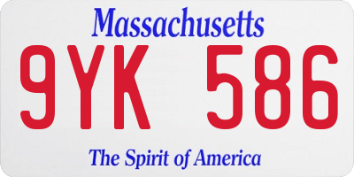 MA license plate 9YK586