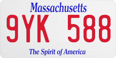 MA license plate 9YK588
