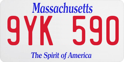 MA license plate 9YK590