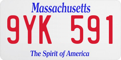 MA license plate 9YK591