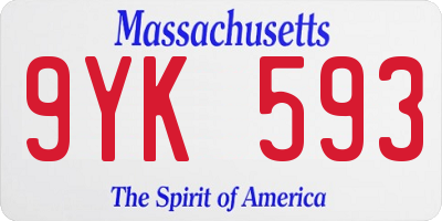 MA license plate 9YK593