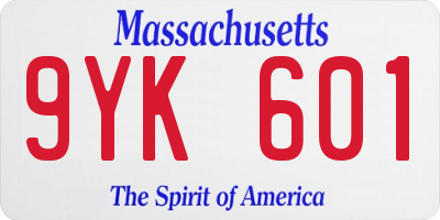 MA license plate 9YK601
