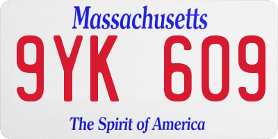 MA license plate 9YK609