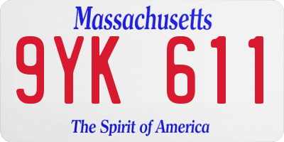 MA license plate 9YK611