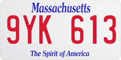 MA license plate 9YK613