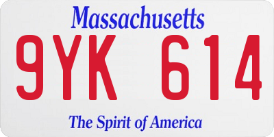 MA license plate 9YK614
