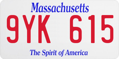 MA license plate 9YK615