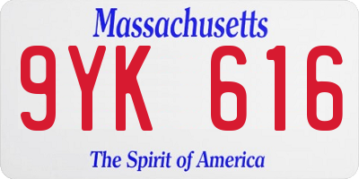 MA license plate 9YK616