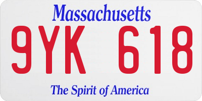 MA license plate 9YK618