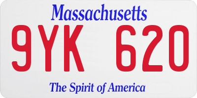 MA license plate 9YK620
