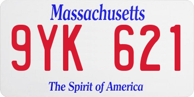 MA license plate 9YK621