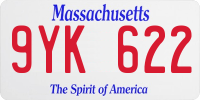 MA license plate 9YK622