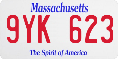 MA license plate 9YK623