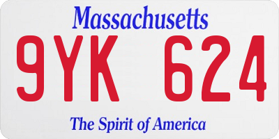 MA license plate 9YK624