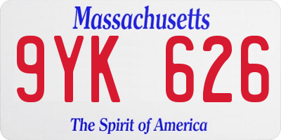 MA license plate 9YK626
