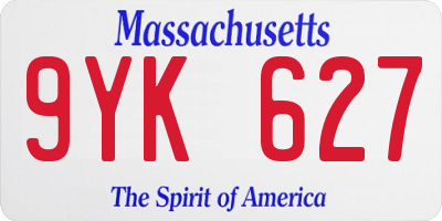 MA license plate 9YK627