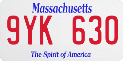 MA license plate 9YK630