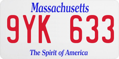 MA license plate 9YK633