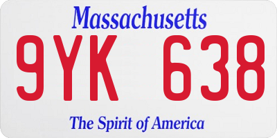 MA license plate 9YK638