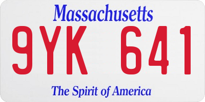 MA license plate 9YK641