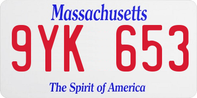 MA license plate 9YK653