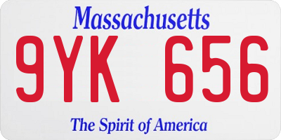 MA license plate 9YK656
