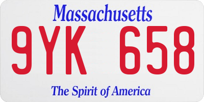 MA license plate 9YK658