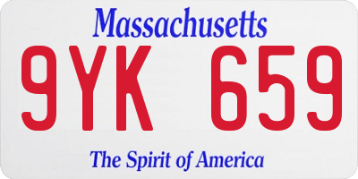 MA license plate 9YK659