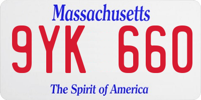 MA license plate 9YK660