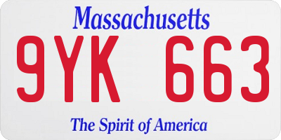 MA license plate 9YK663