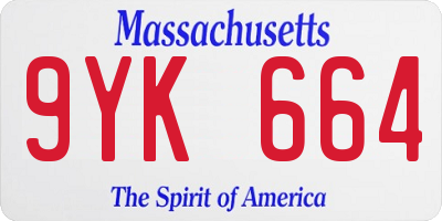 MA license plate 9YK664