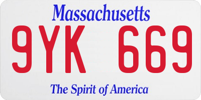 MA license plate 9YK669