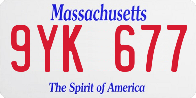 MA license plate 9YK677