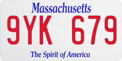 MA license plate 9YK679