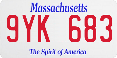 MA license plate 9YK683