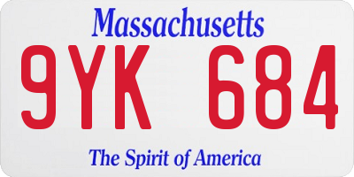 MA license plate 9YK684