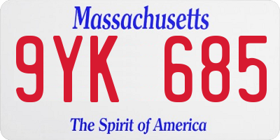 MA license plate 9YK685