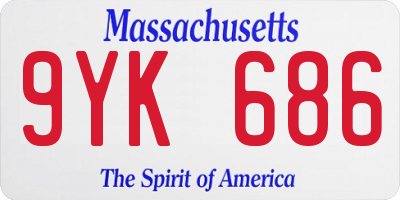 MA license plate 9YK686